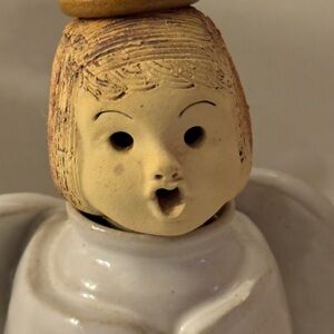 Vintage Pottery Angel Figurine Oil Lamp Beth